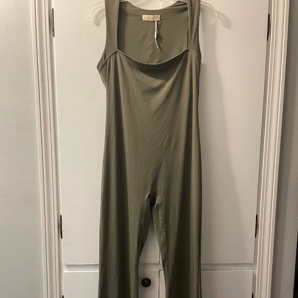 Qinsen | Pants & Jumpsuits | Qinsen Flare Jumpsuits For Women Strappy  Square Neck Bodycon Full Length Long Pa | Poshmark
